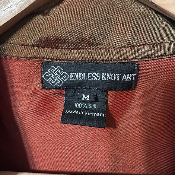 Endless Knot Art Silk Button Up Blouse Medium - Picture 2 of 6